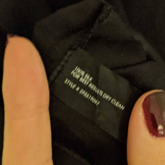 3/$30 Club Monaco Silk Deep V Back Blouse - Black - Picture 4 of 9